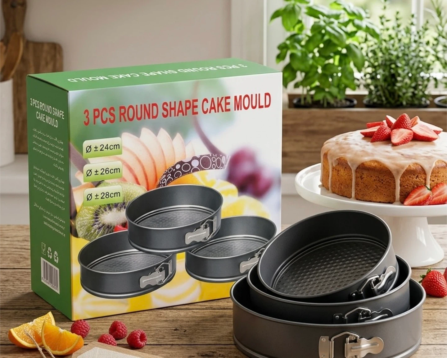 3 PCS Round Shape Cake Mould Set