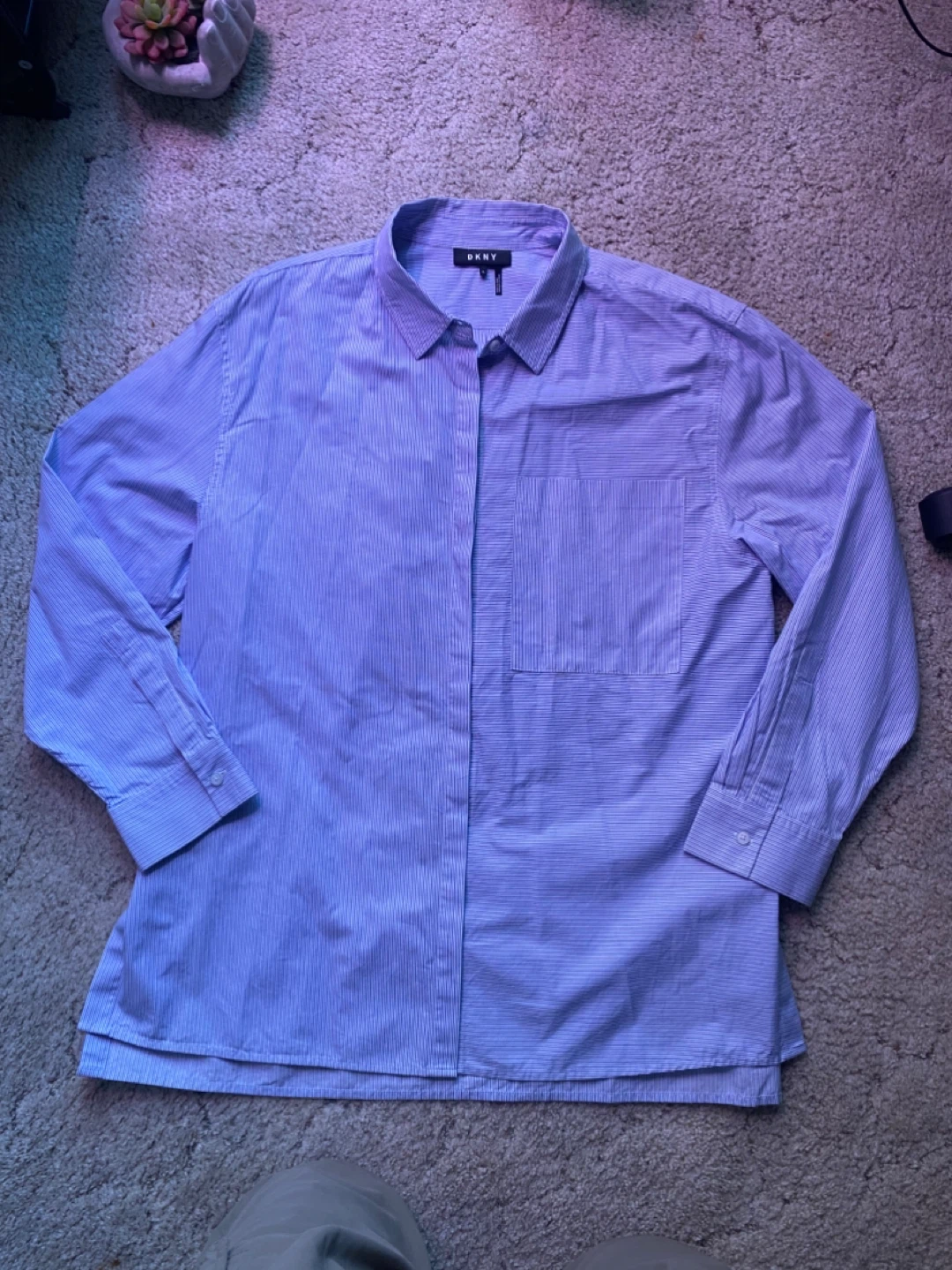 DKNY Men's Striped Button-Down Shirt XL