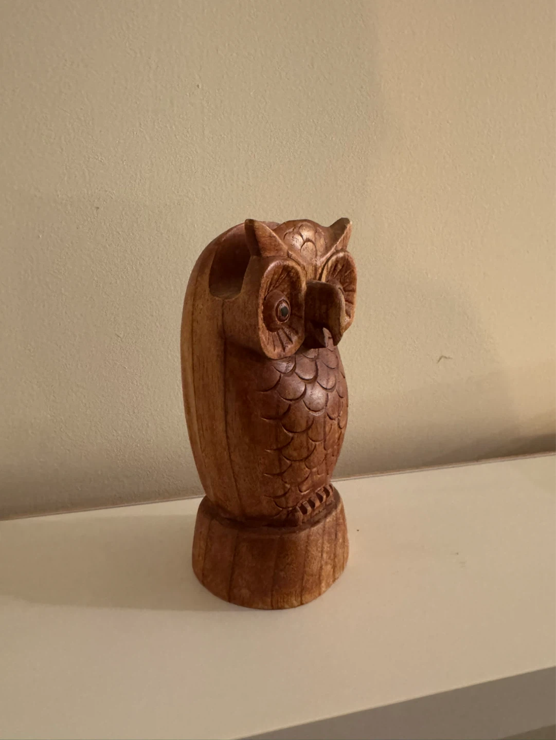 Carved Wooden Owl Glasses Holder - photo 3