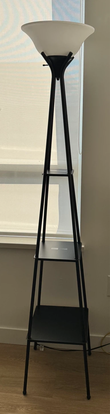Pair of Black Floor Lamp with Shelves