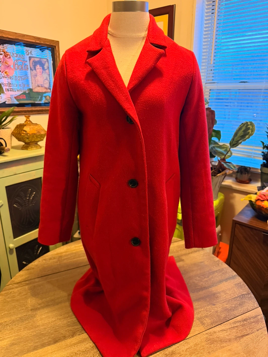 Abercrombie & Fitch Red Wool Blend Coat Size S