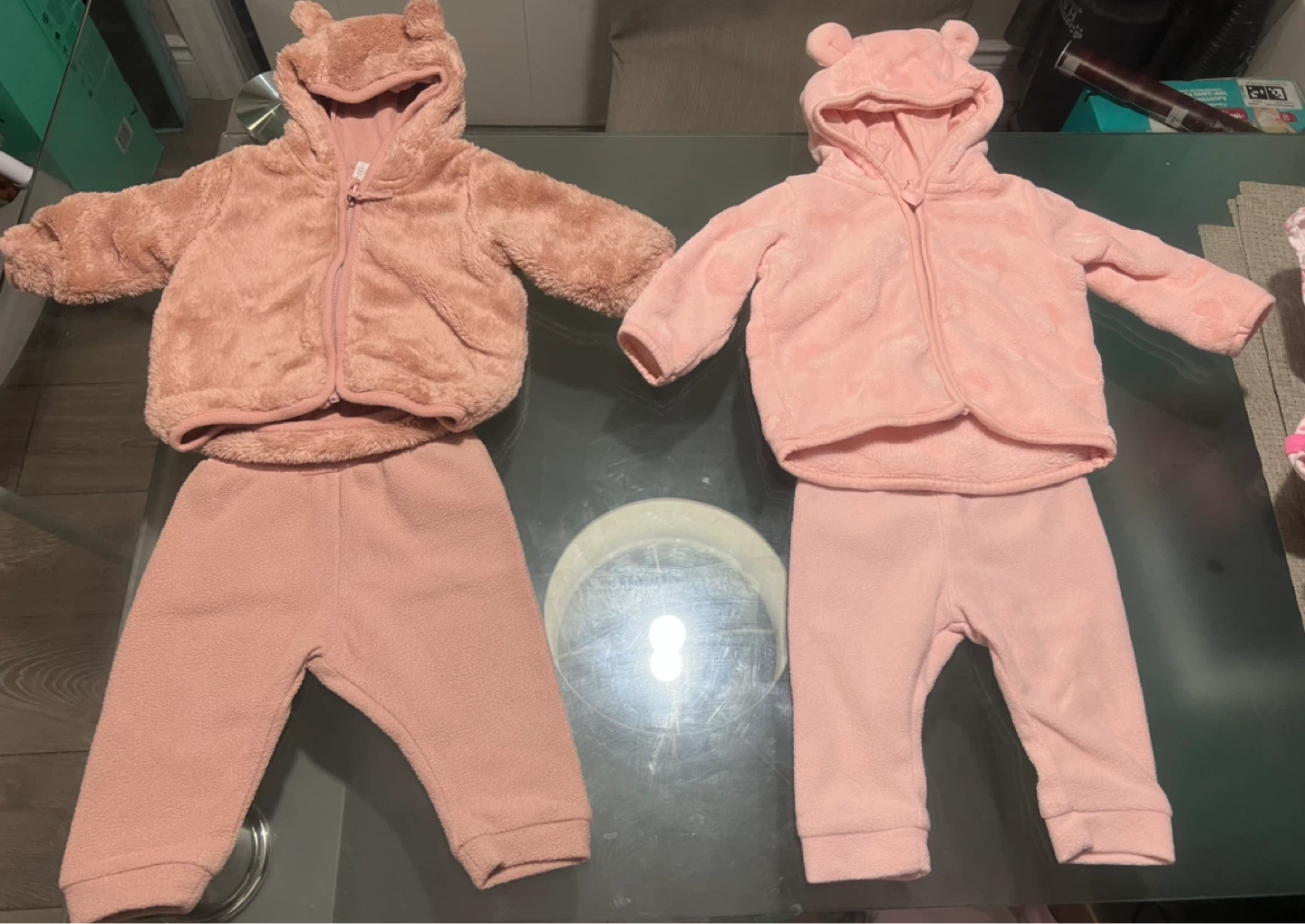 Baby Girl Bear Hoodie and Pant Sets (2-4mos)