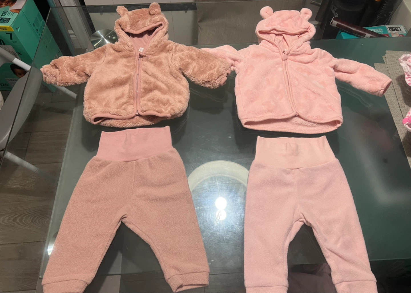 Baby Girl Bear Hoodie and Pant Sets (2-4mos) - photo 2