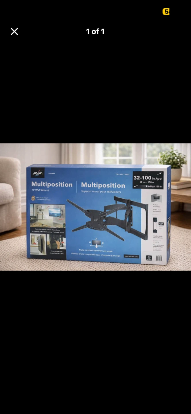 A/V Multiposition Full-Motion TV Wall Mount 32"-100"