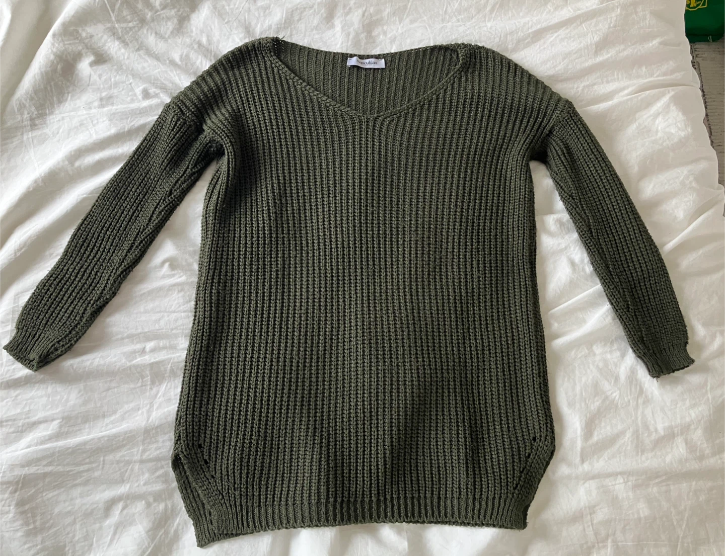 Olive Green Ribbed Knit Sweater