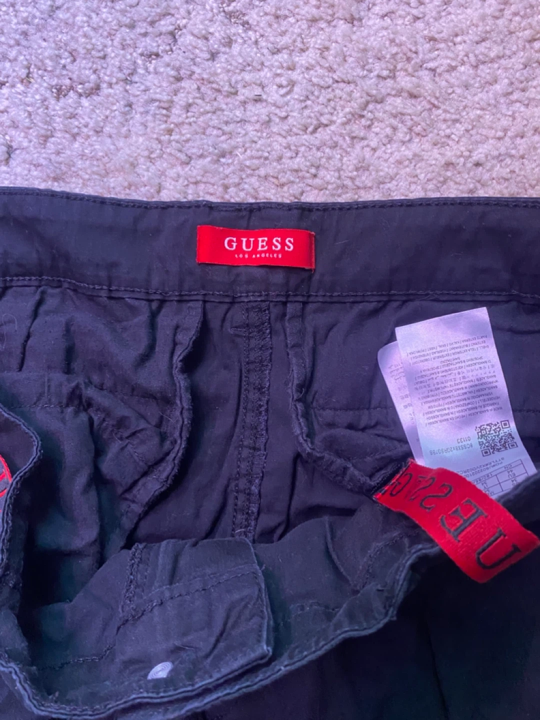Guess Black Cargo Shorts with Red Logo Belt - Size 34 - photo 2