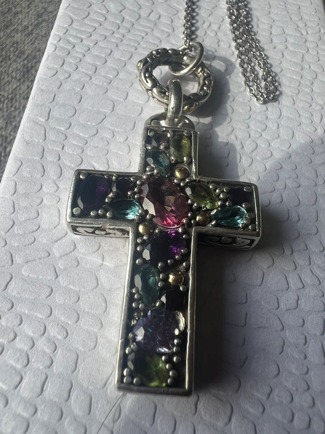 Effy Sterling Silver Gemstone Cross Pendant Necklace - photo 2