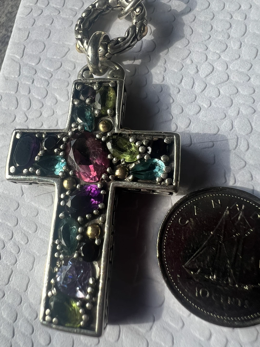 Effy Sterling Silver Gemstone Cross Pendant Necklace - photo 5