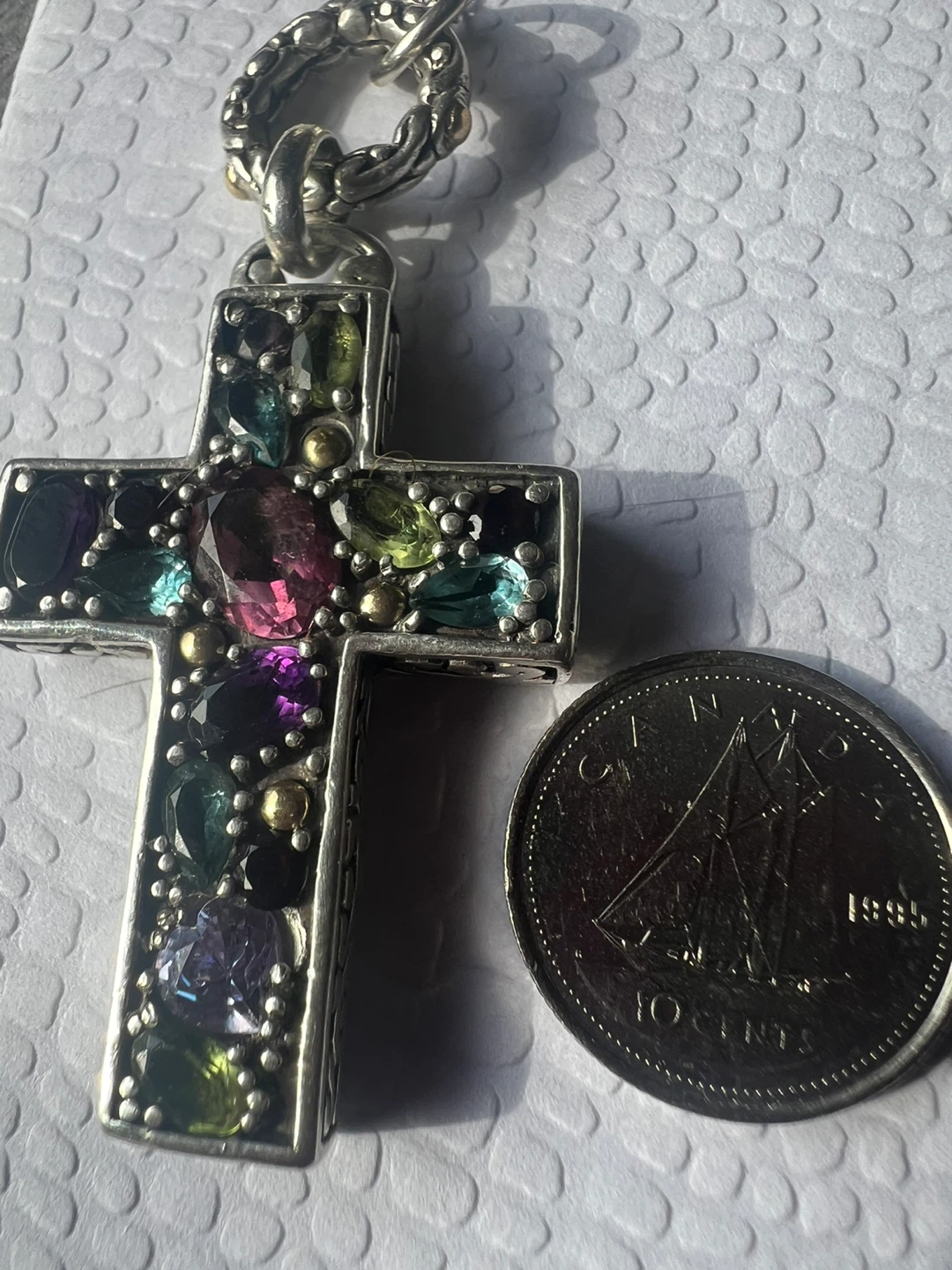 Effy Sterling Silver Gemstone Cross Pendant Necklace - photo 3