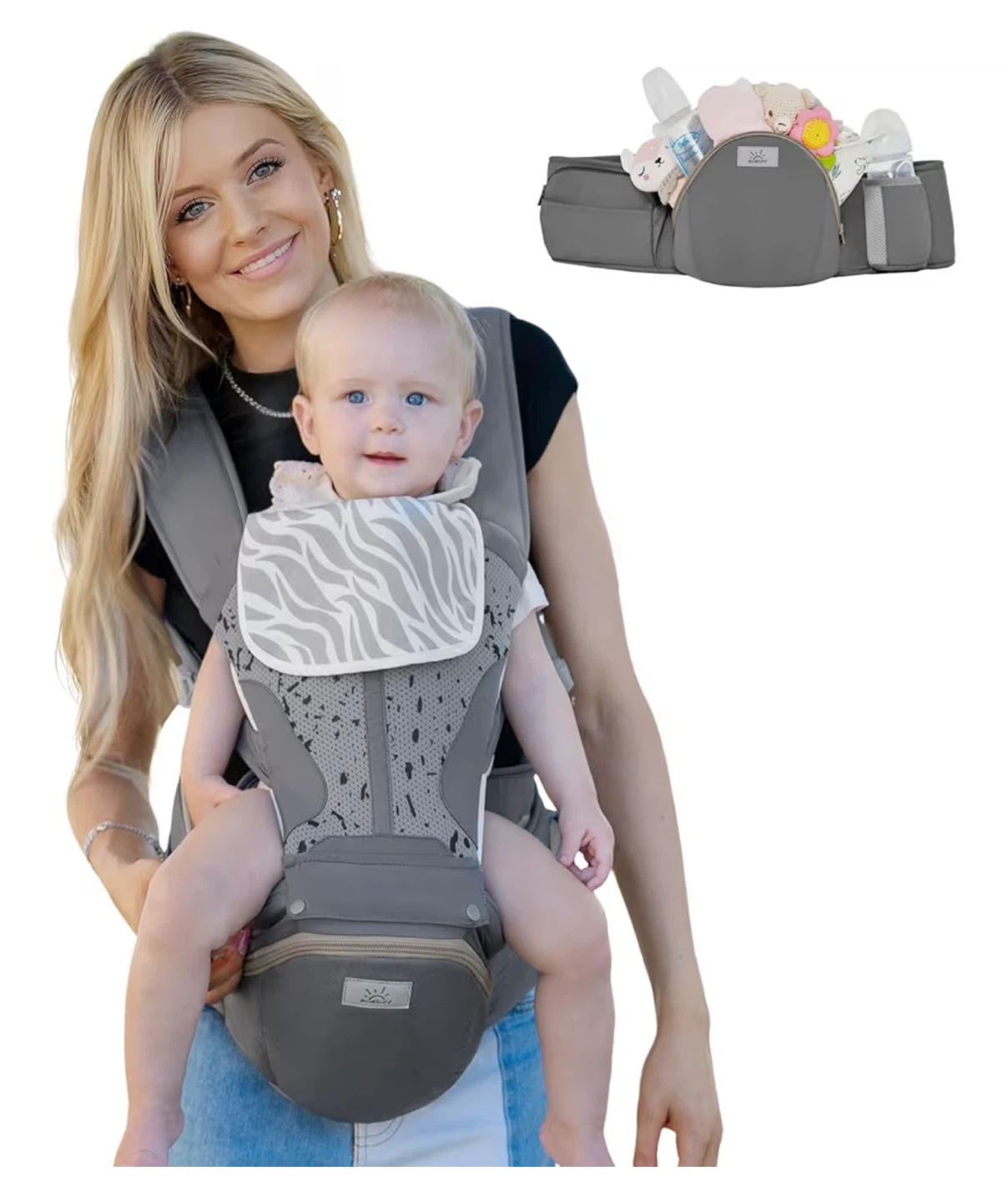 Baby Carrier 6-in-1 Hip Seat Grey