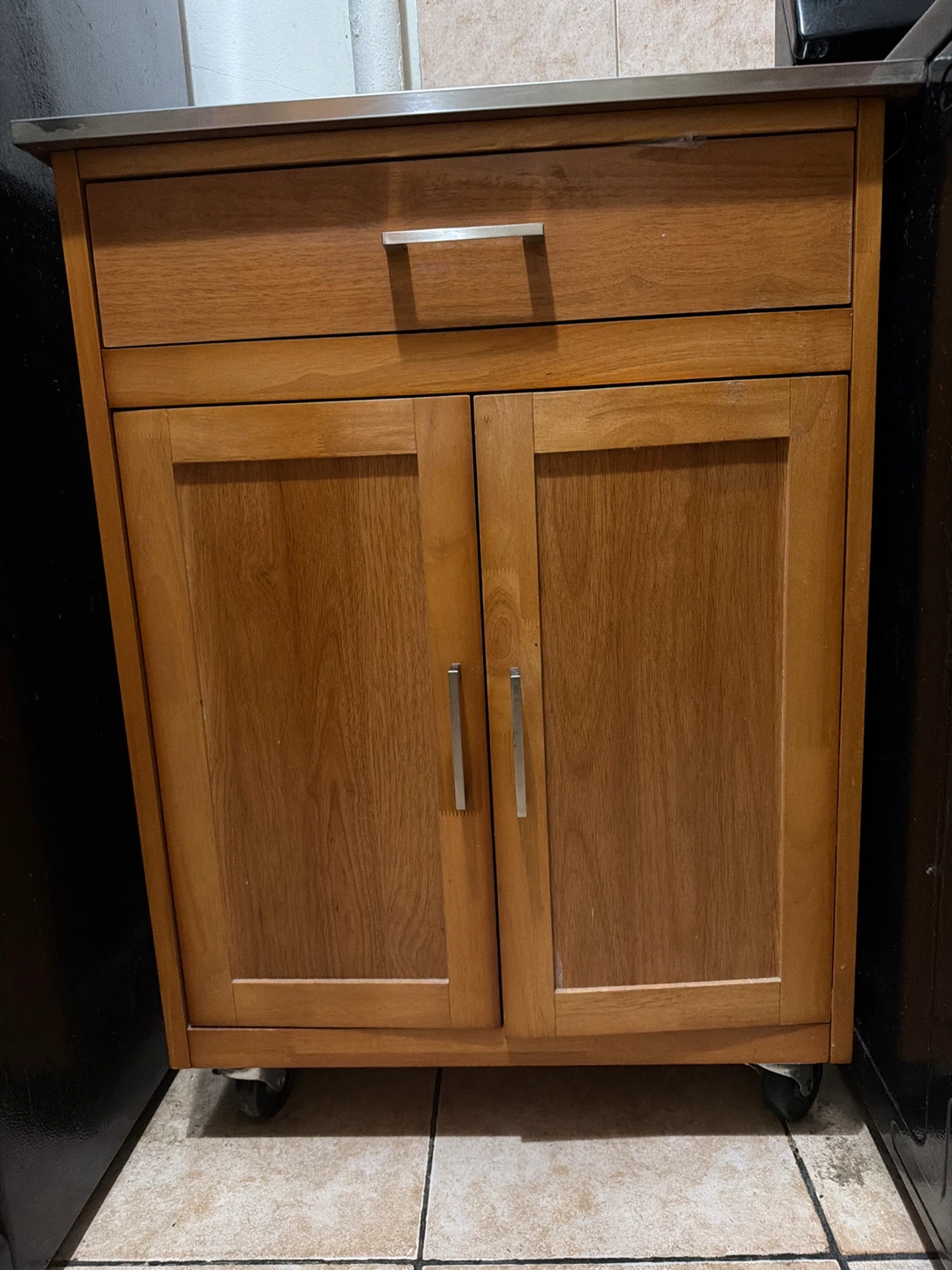Rolling Kitchen Cart with Stainless Steel Top