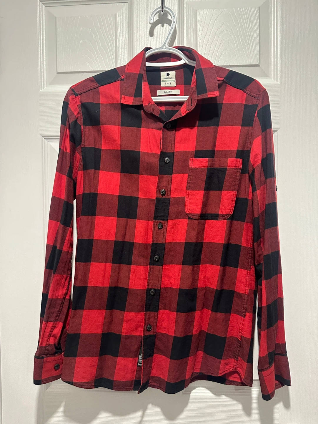 Red & Black Plaid Slim Fit Long Sleeve Shirt