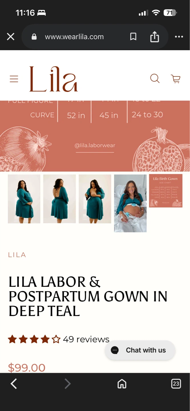 Lila Labor & Postpartum Gown - Deep Teal - photo 2