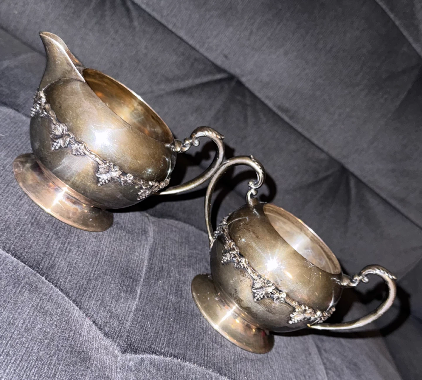 WM Rogers Hamilton Ont E.P. Copper Sugar and Creamer Set