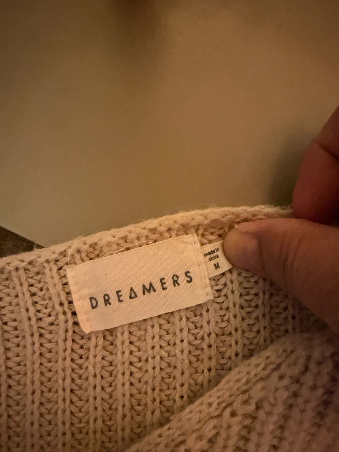 Dreamers Cream Knit Sweater with Patches Size M - photo 5