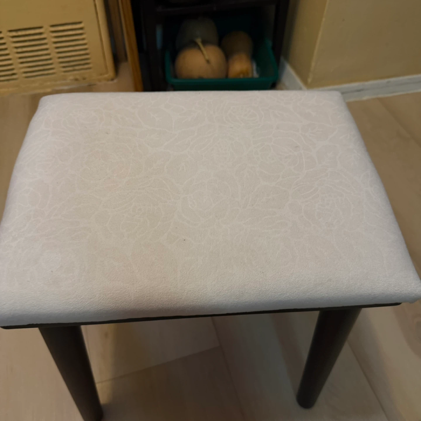 White Ottoman Stool with Floral Pattern - photo 2