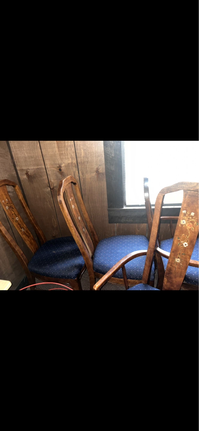 Vintage Wooden Dining Set with Upholstered Chairs - photo 2