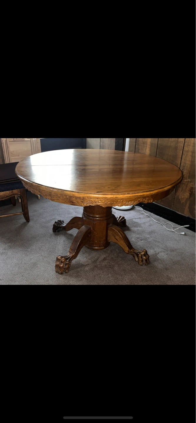Vintage Wooden Dining Set with Upholstered Chairs