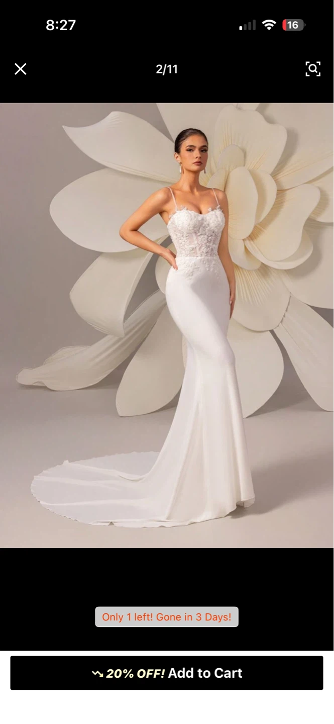 White Wedding Dress with Lace Bodice - photo 2