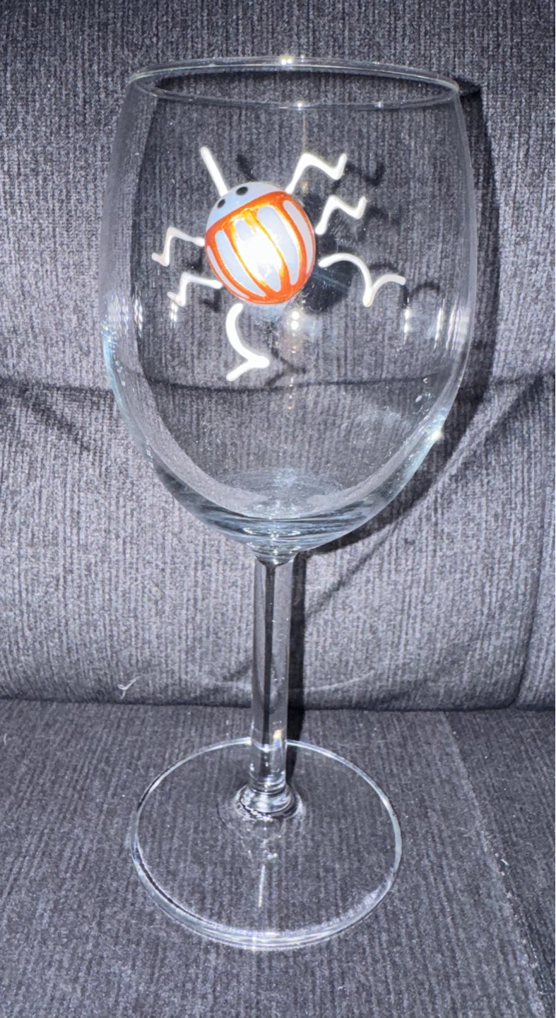 Set of 2 Hand-Painted Wine Glasses - Snail & Beetle Design - photo 3