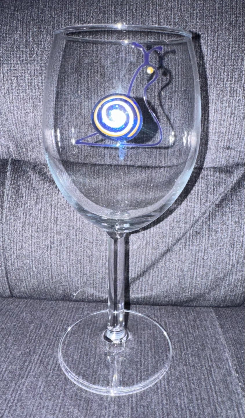 Set of 2 Hand-Painted Wine Glasses - Snail & Beetle Design - photo 2