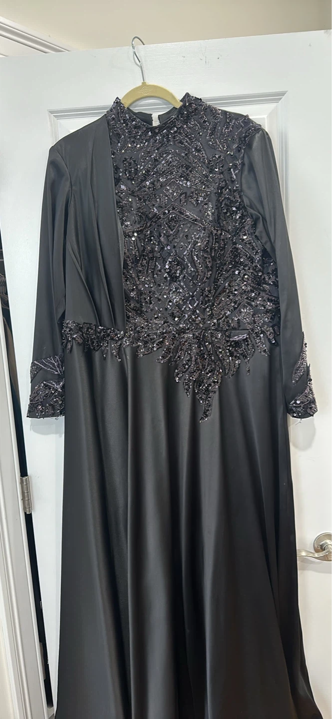 Black Sequin Embellished Formal Gown