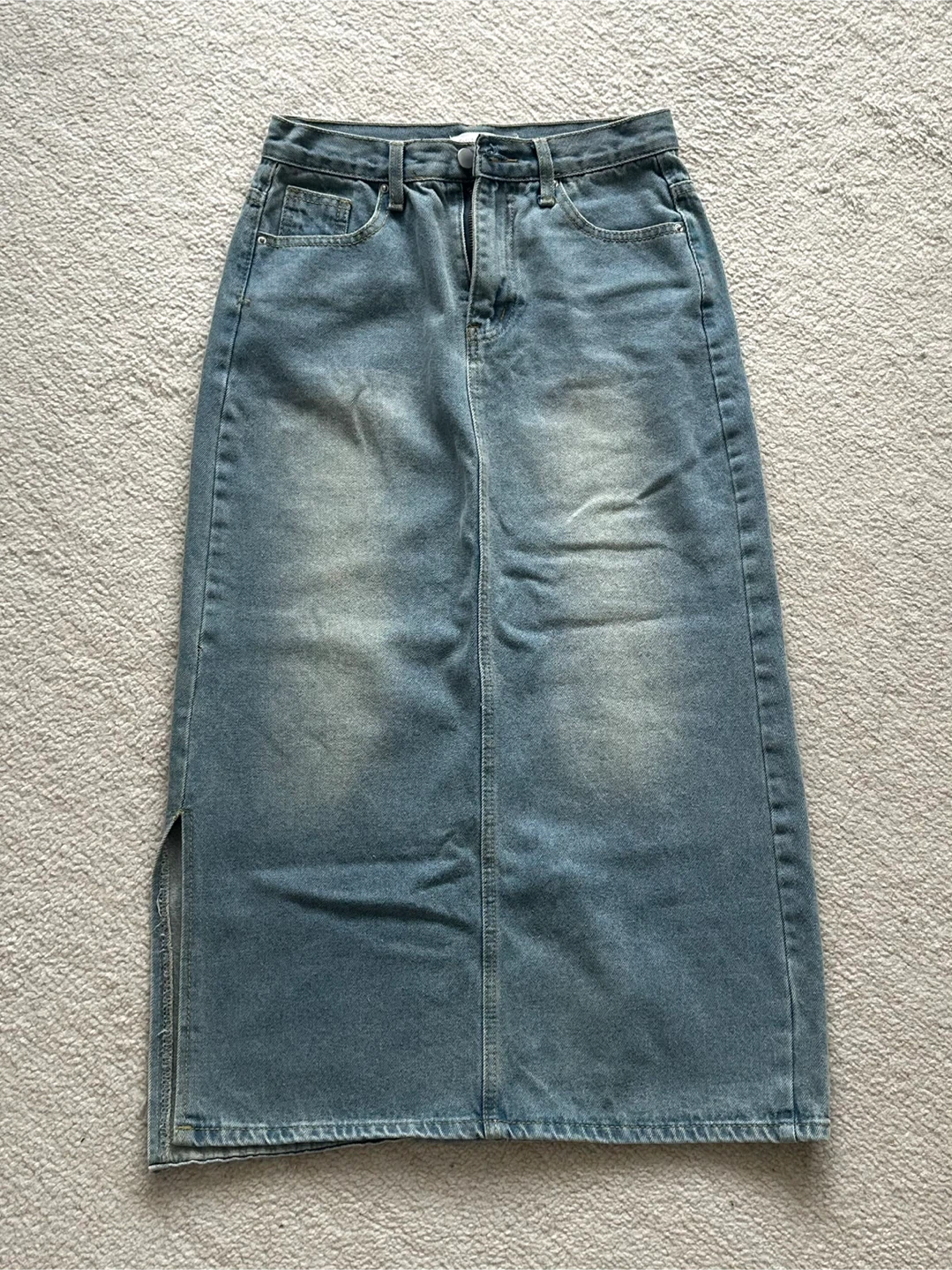 Denim Maxi Skirt with Side Slit
