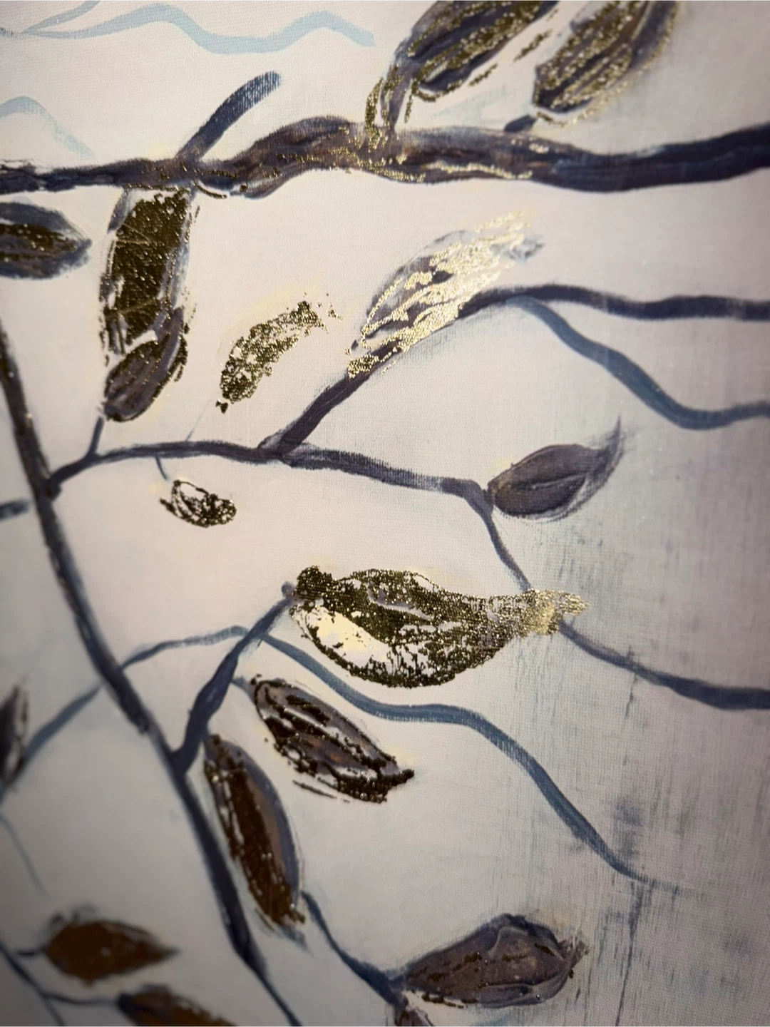 Framed Abstract Wall Art with Gold Leaf Branches - photo 2
