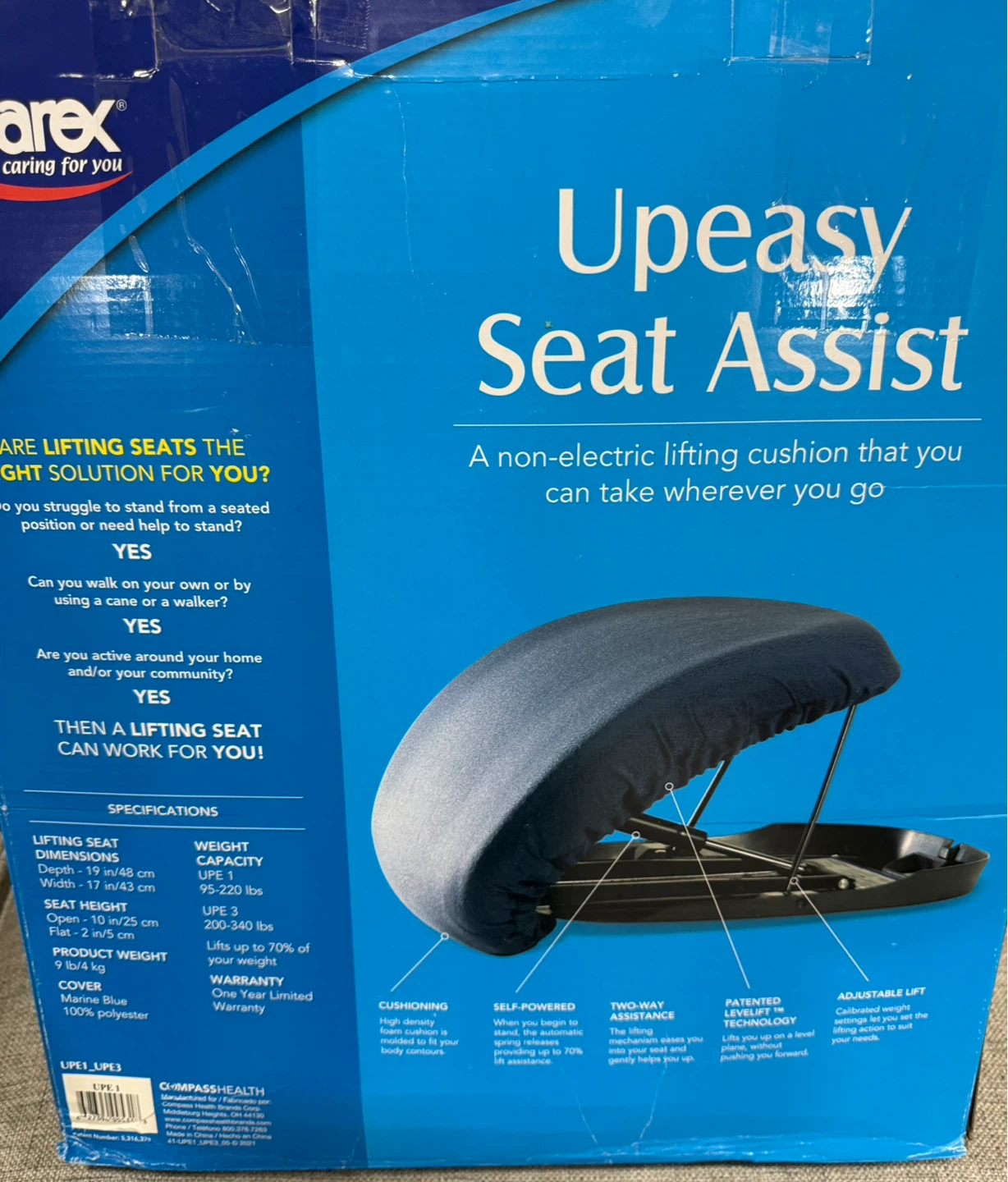 Carex UPEASY Seat Assist Lifting Cushion - Marine Blue - photo 2