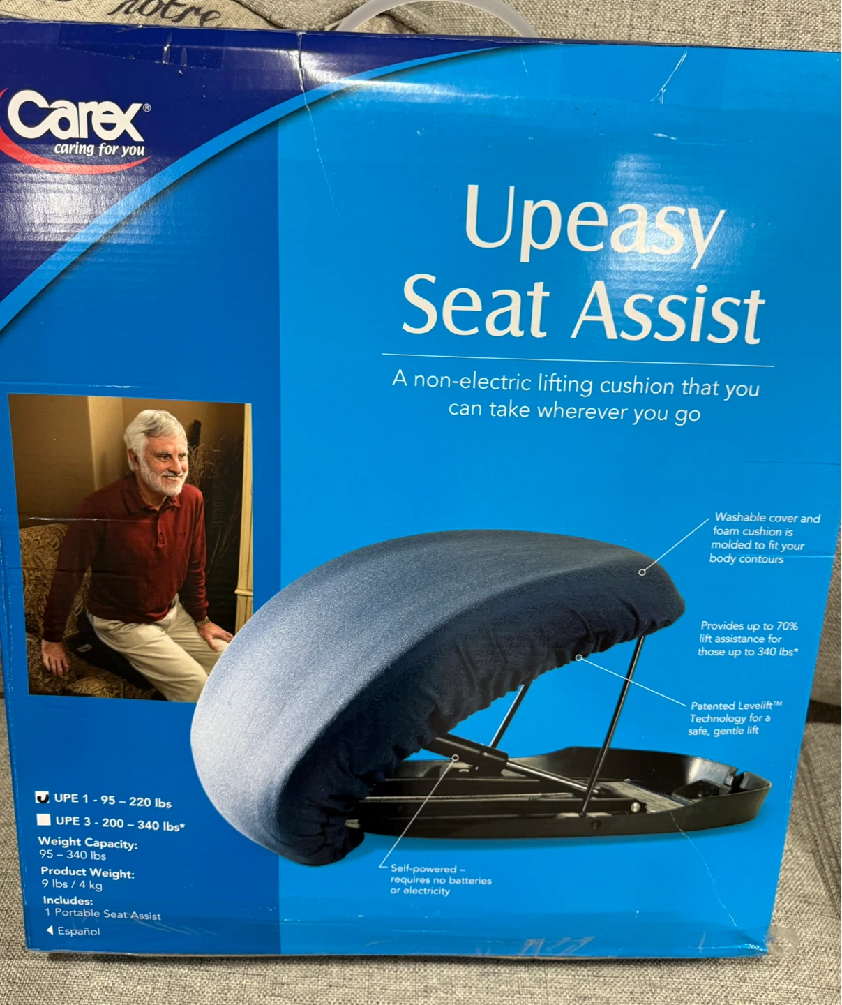Carex UPEASY Seat Assist Lifting Cushion - Marine Blue