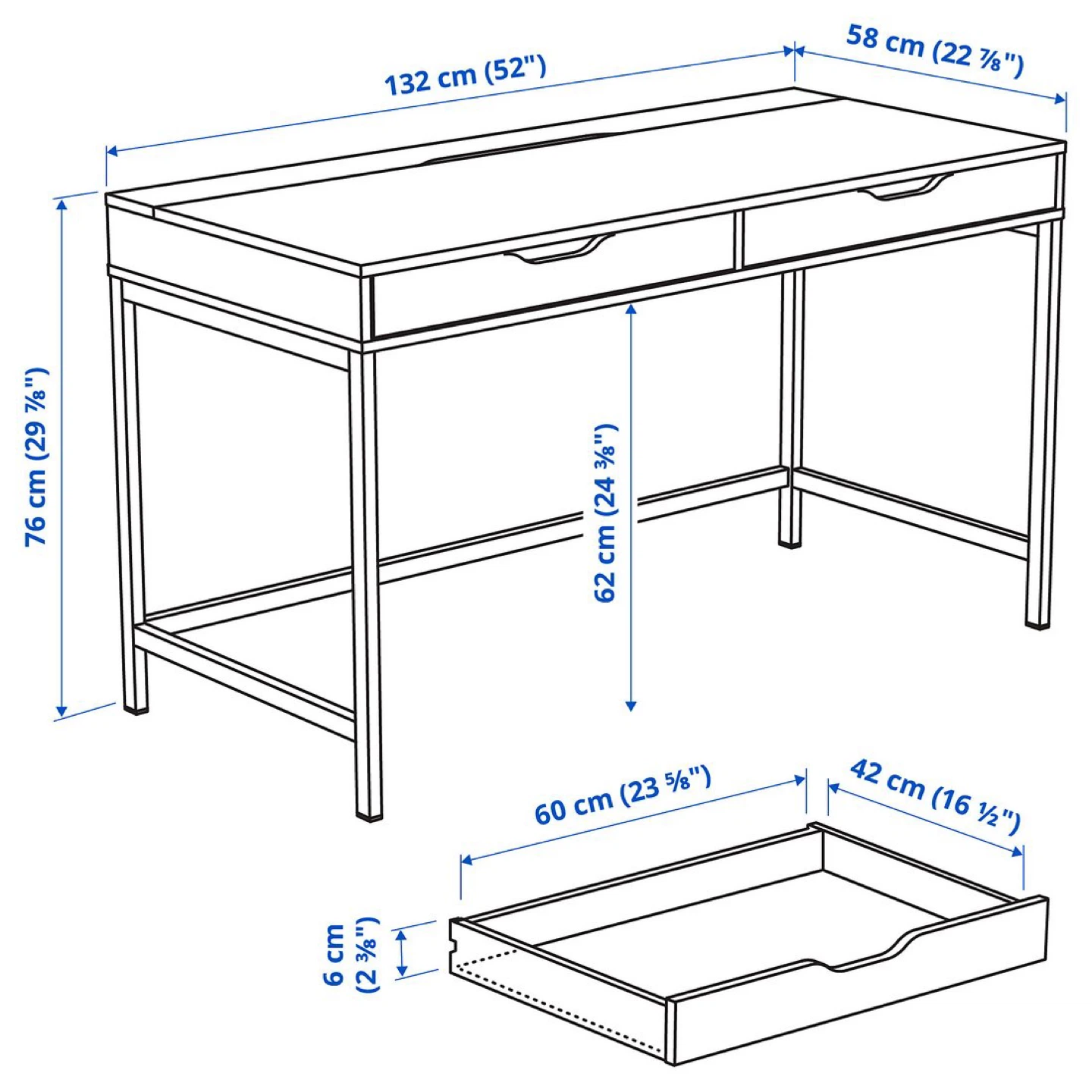 IKEA ALEX White Desk with Drawers - photo 5