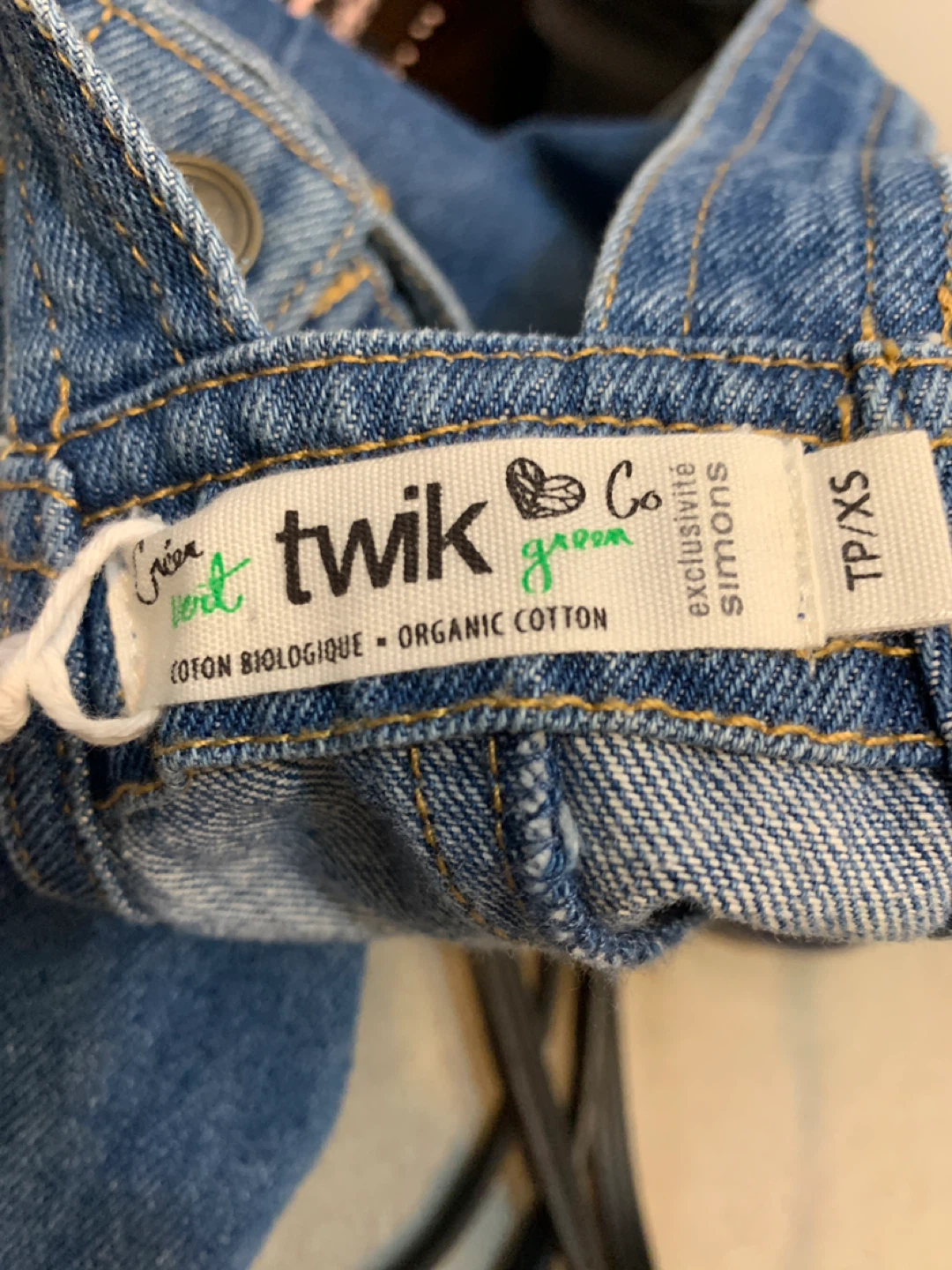 Twik & Co. Organic Cotton Denim Overall Dress - XS - photo 3
