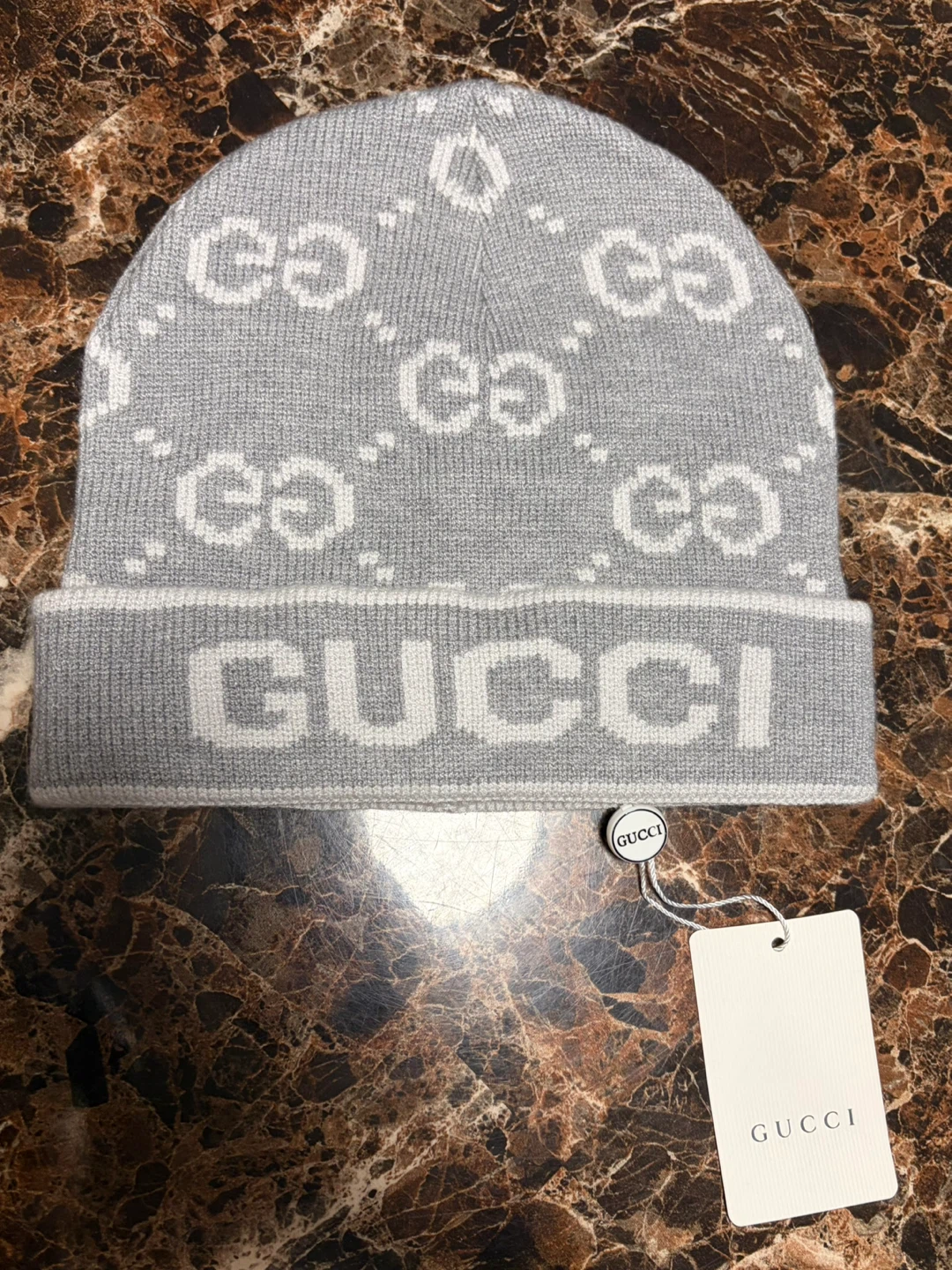 Gucci GG Monogram Beanie Grey