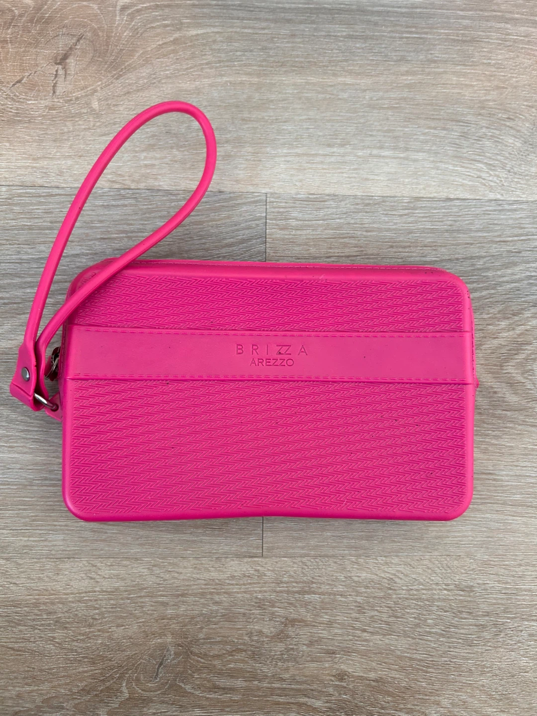 Brizza Arezzo Pink Rubber Wristlet Pouch