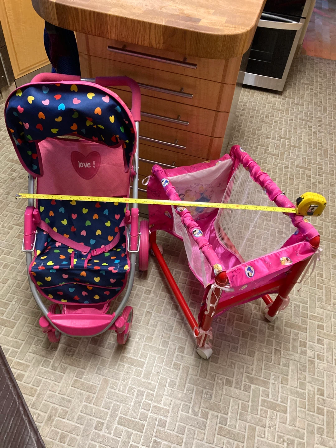 Hauck Pink Doll stroller and Disney Crib