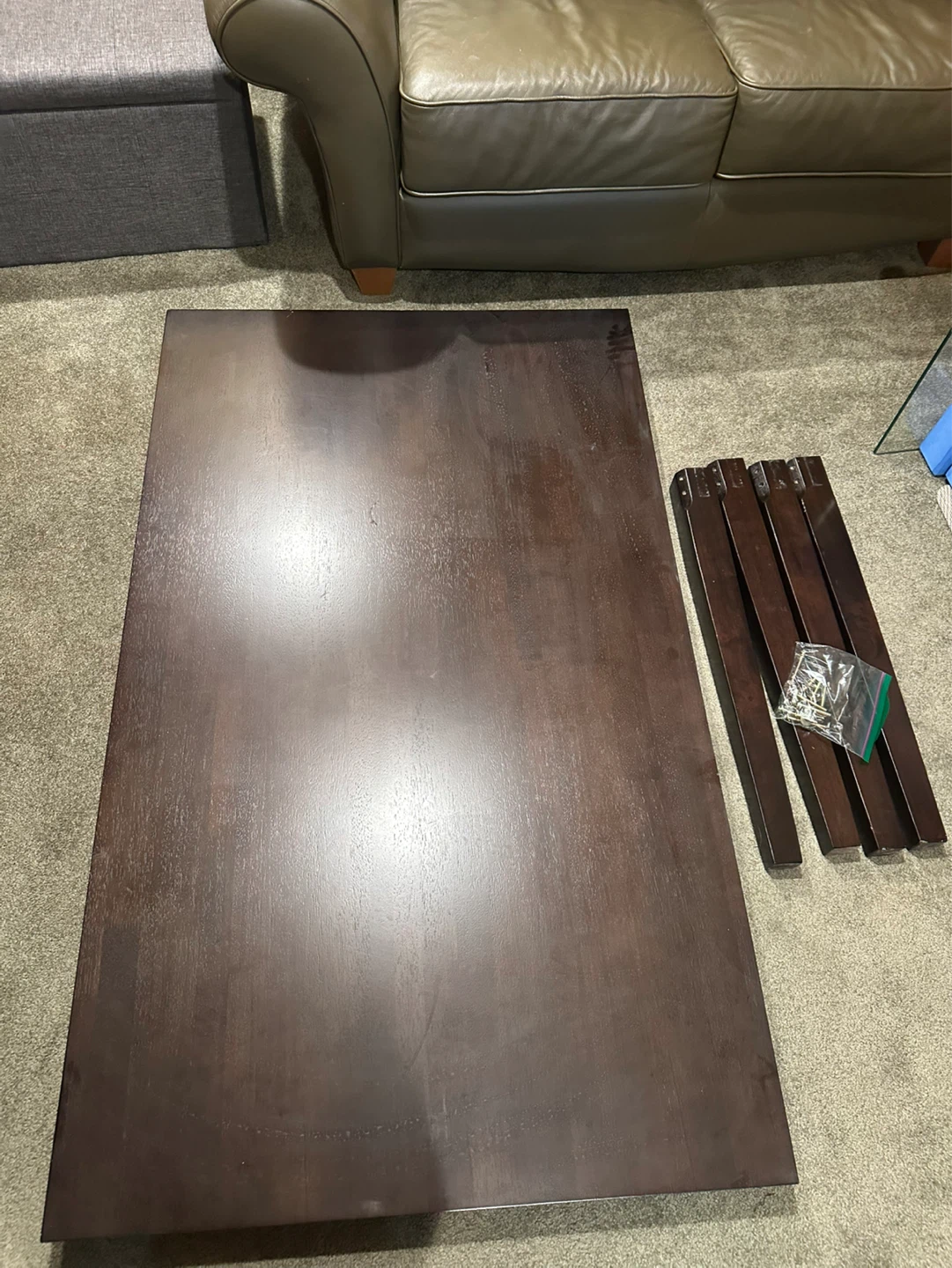 Dining table dark finish 2 ikea chairs - photo 3