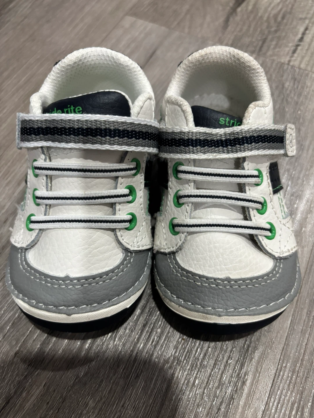 Stride Rite White & Grey Baby Sneakers