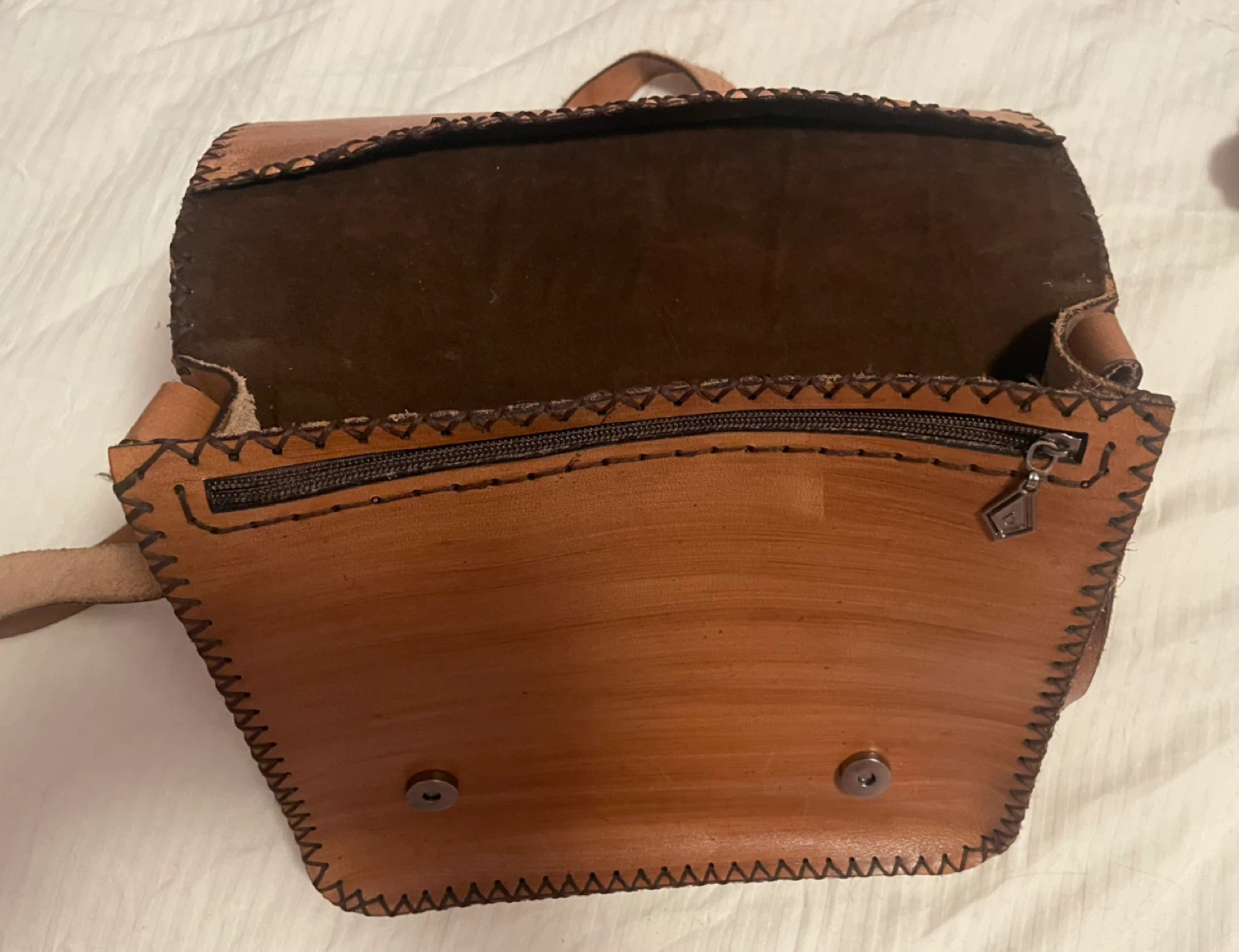 Brown Leather Embossed Messenger Bag - photo 3