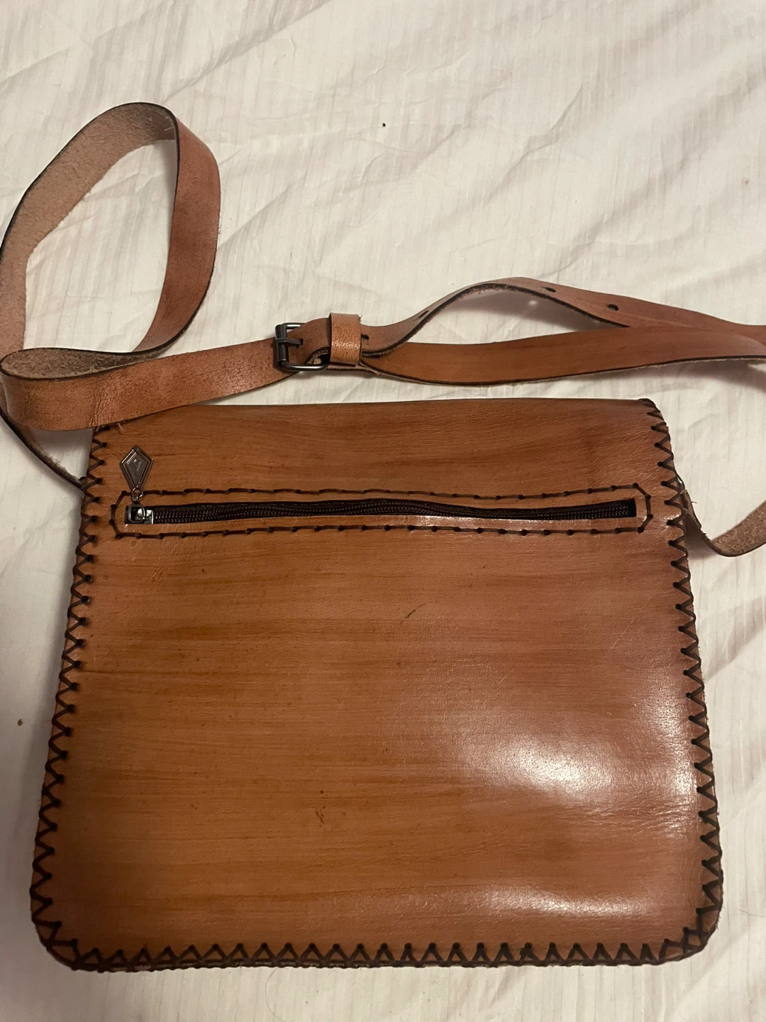 Brown Leather Embossed Messenger Bag - photo 5
