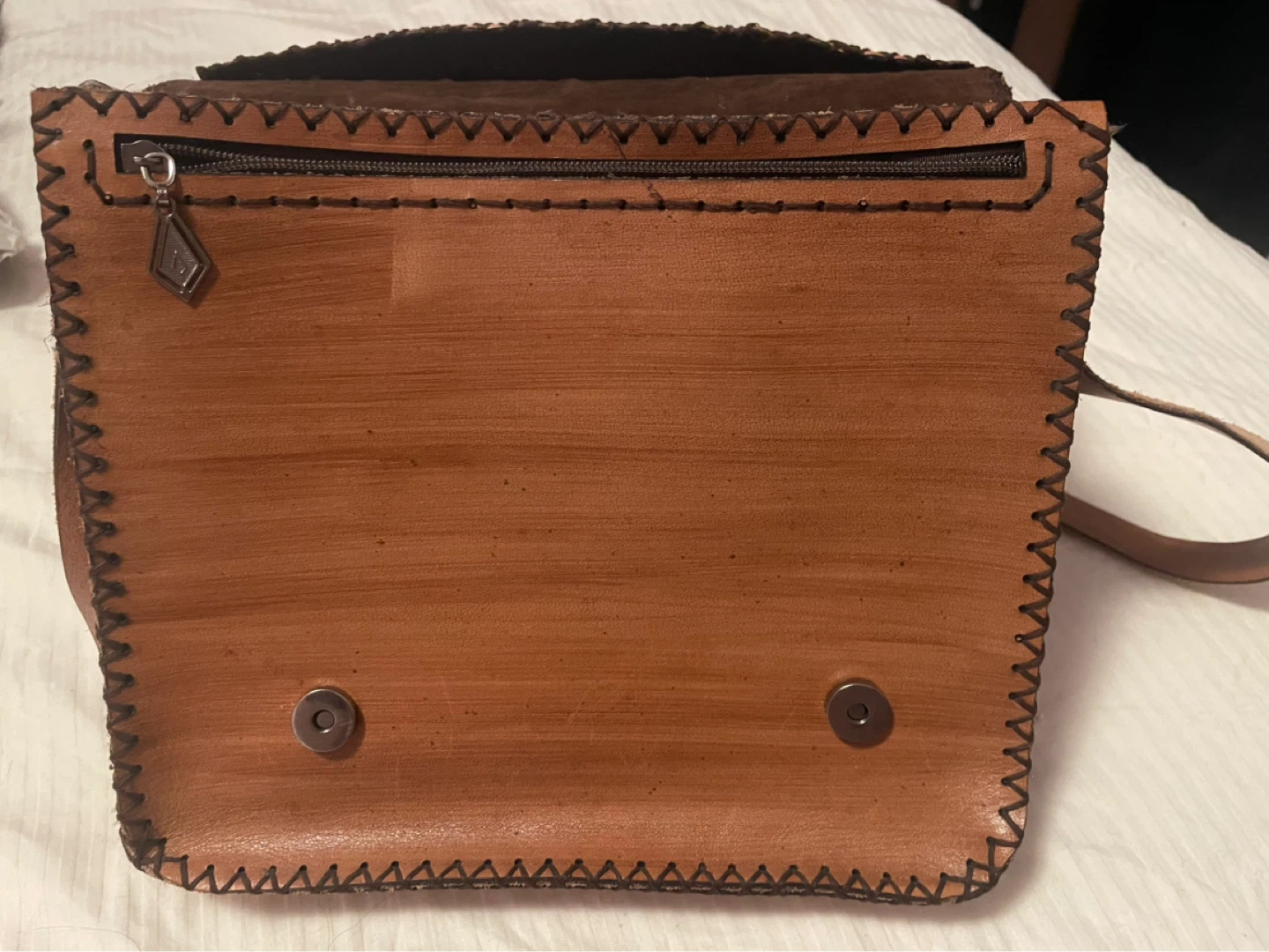 Brown Leather Embossed Messenger Bag - photo 4