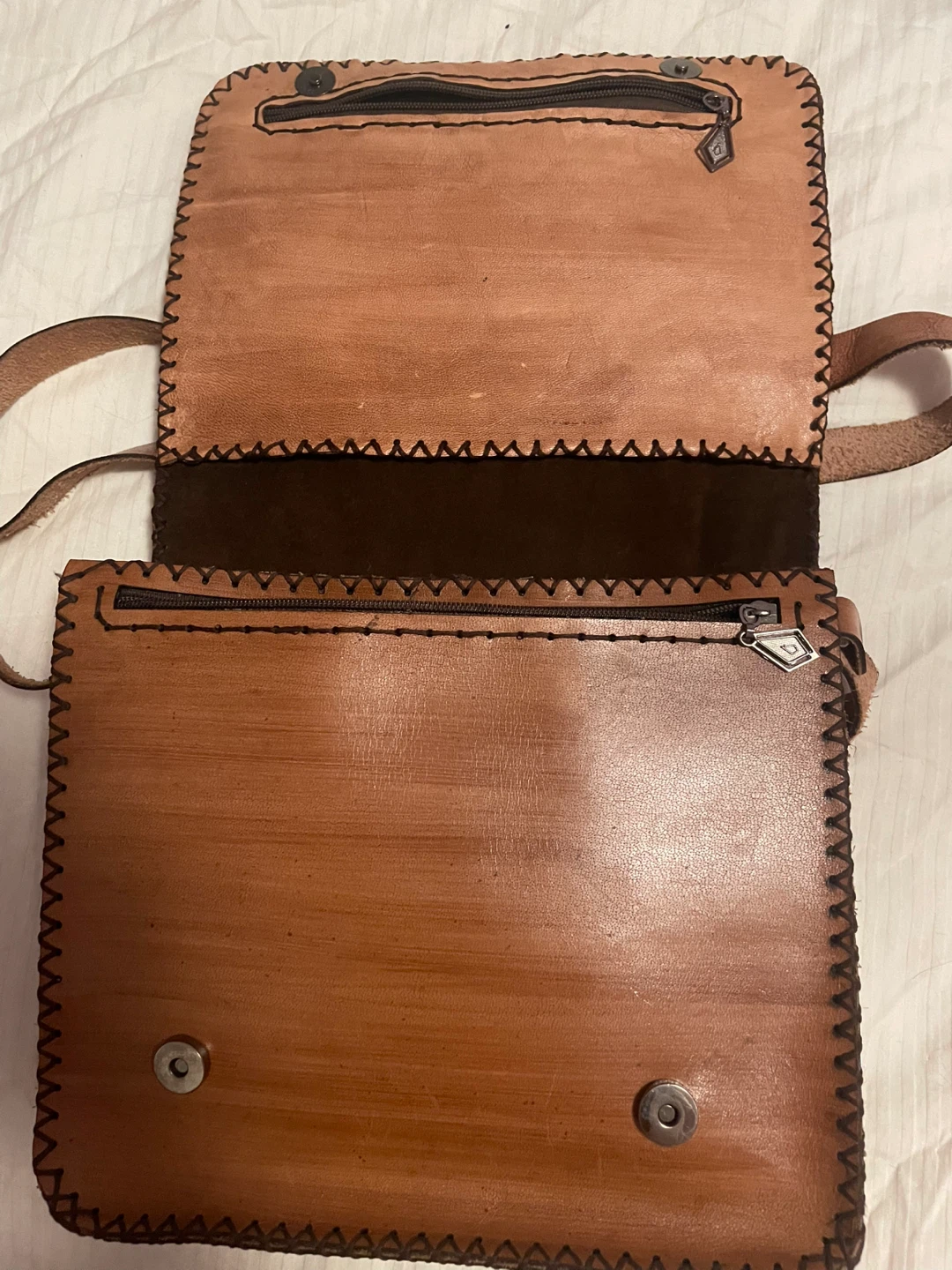 Brown Leather Embossed Messenger Bag - photo 2