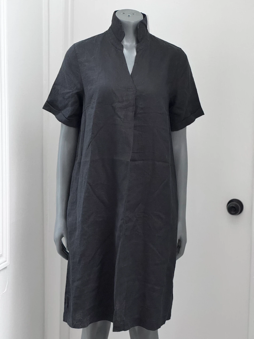 Olsen Pure Linen Black Safari Dress Size 38