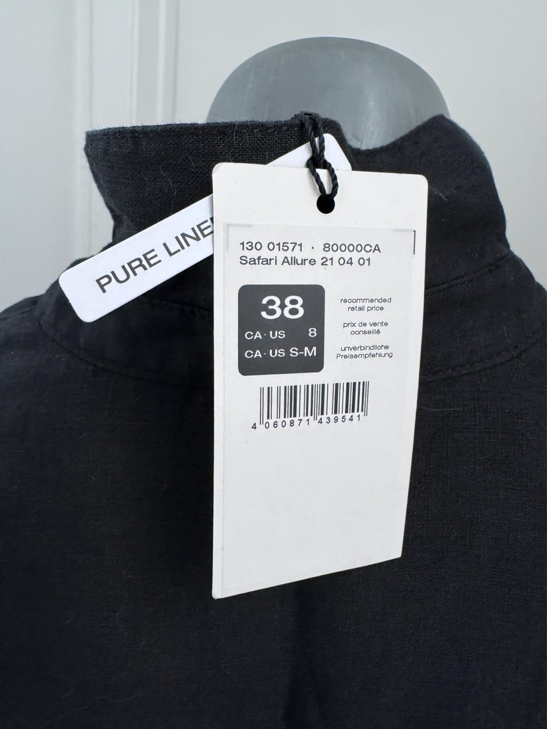 Olsen Pure Linen Black Safari Dress Size 38 - photo 3