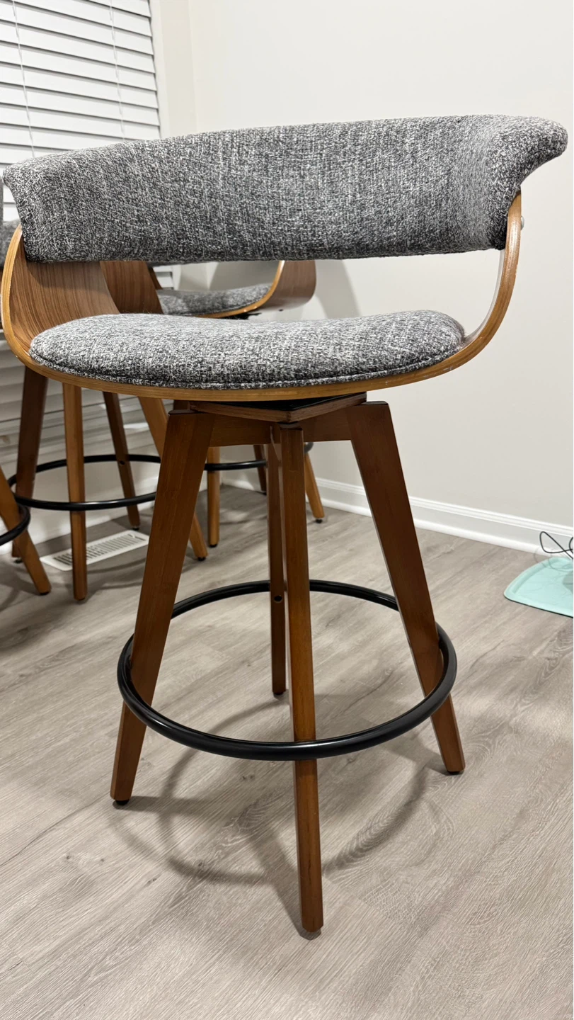 Set of 4 Swivel Counter Height Bar Stools with Curved Backrest - photo 2