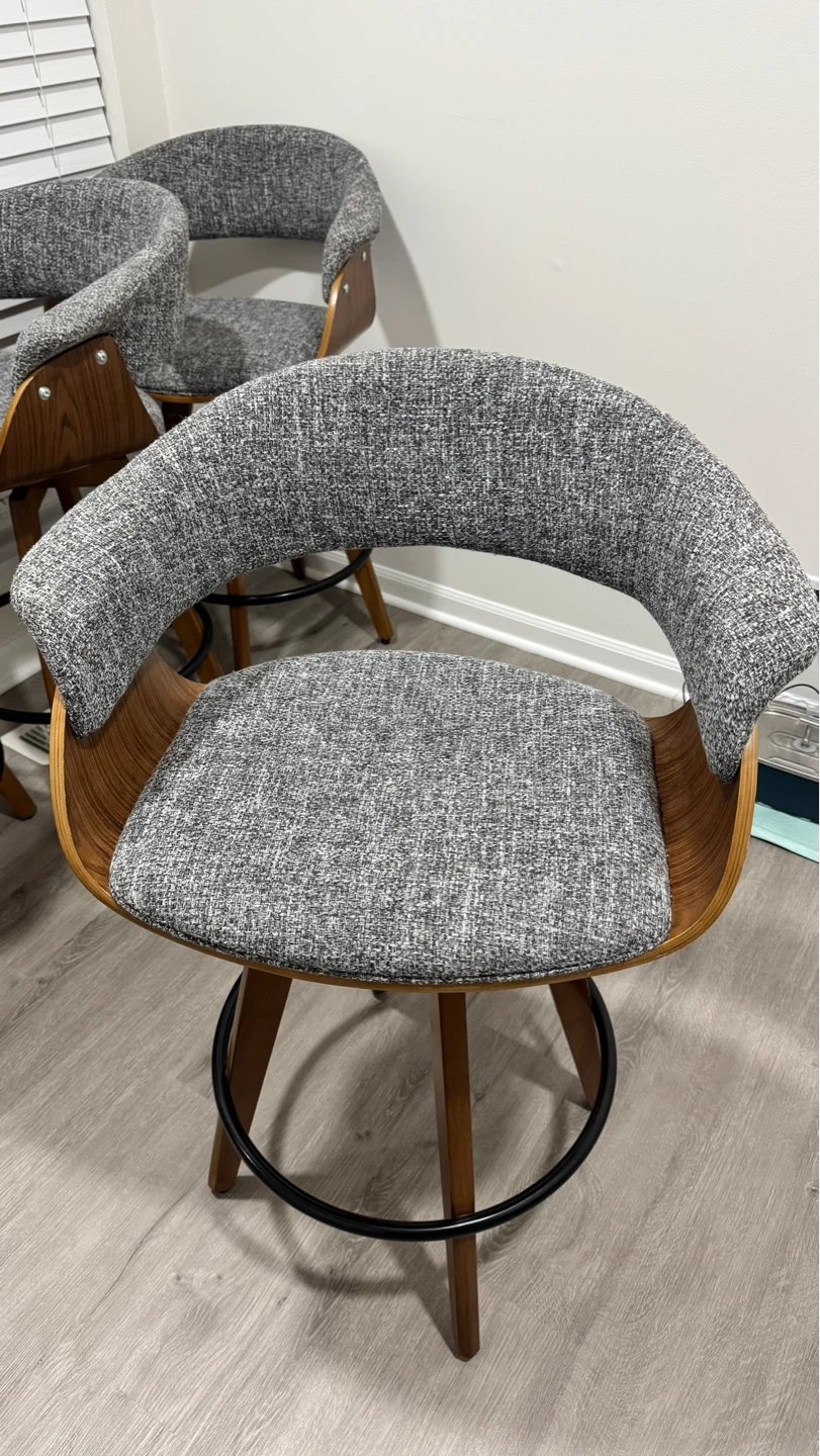 Set of 4 Swivel Counter Height Bar Stools with Curved Backrest - photo 3