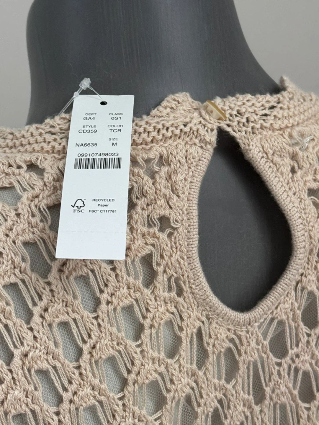 J. Crew Crochet Sheath Dress Beige Size M - photo 3