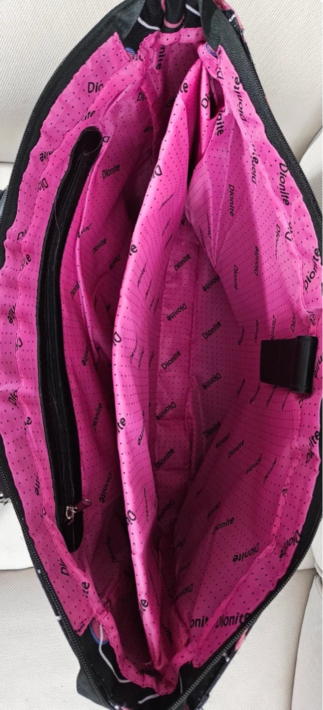 Dionite Tote Bag - Black with Pink & White Circles - photo 2