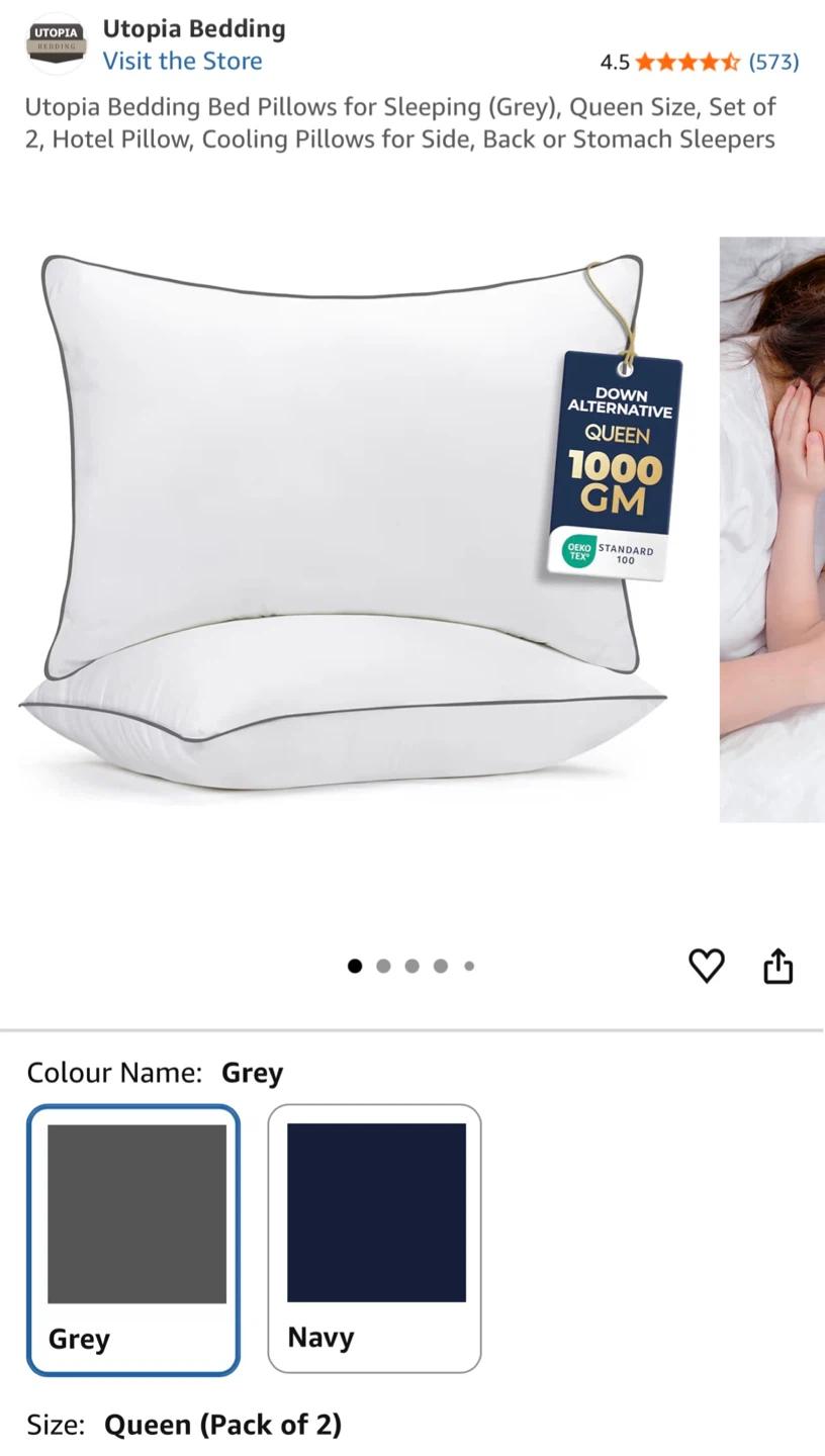 NEW Utopia Bedding Queen Pillows (2-Pack) – Unopened