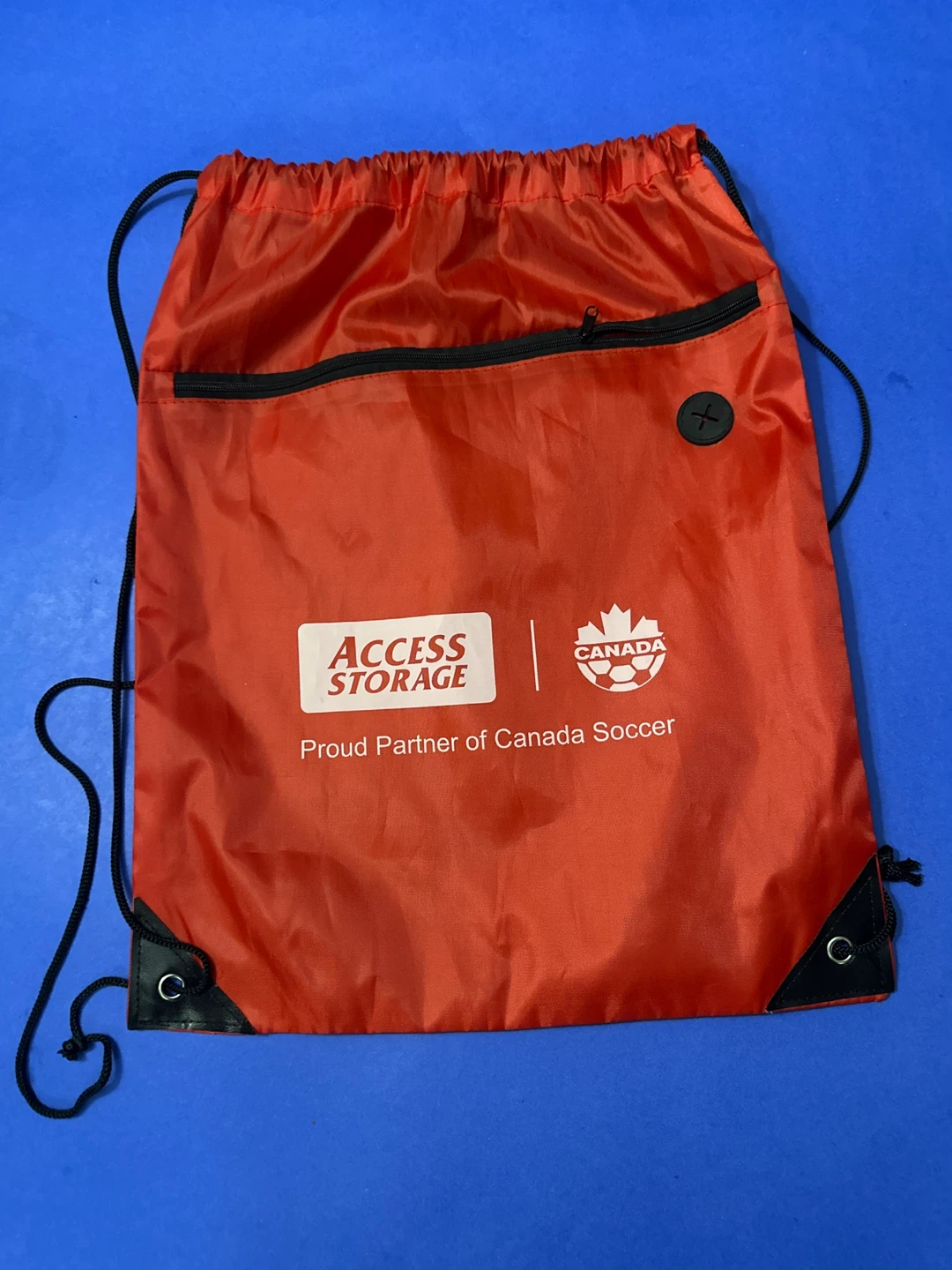 Red Access Storage Canada Soccer Drawstring Bag