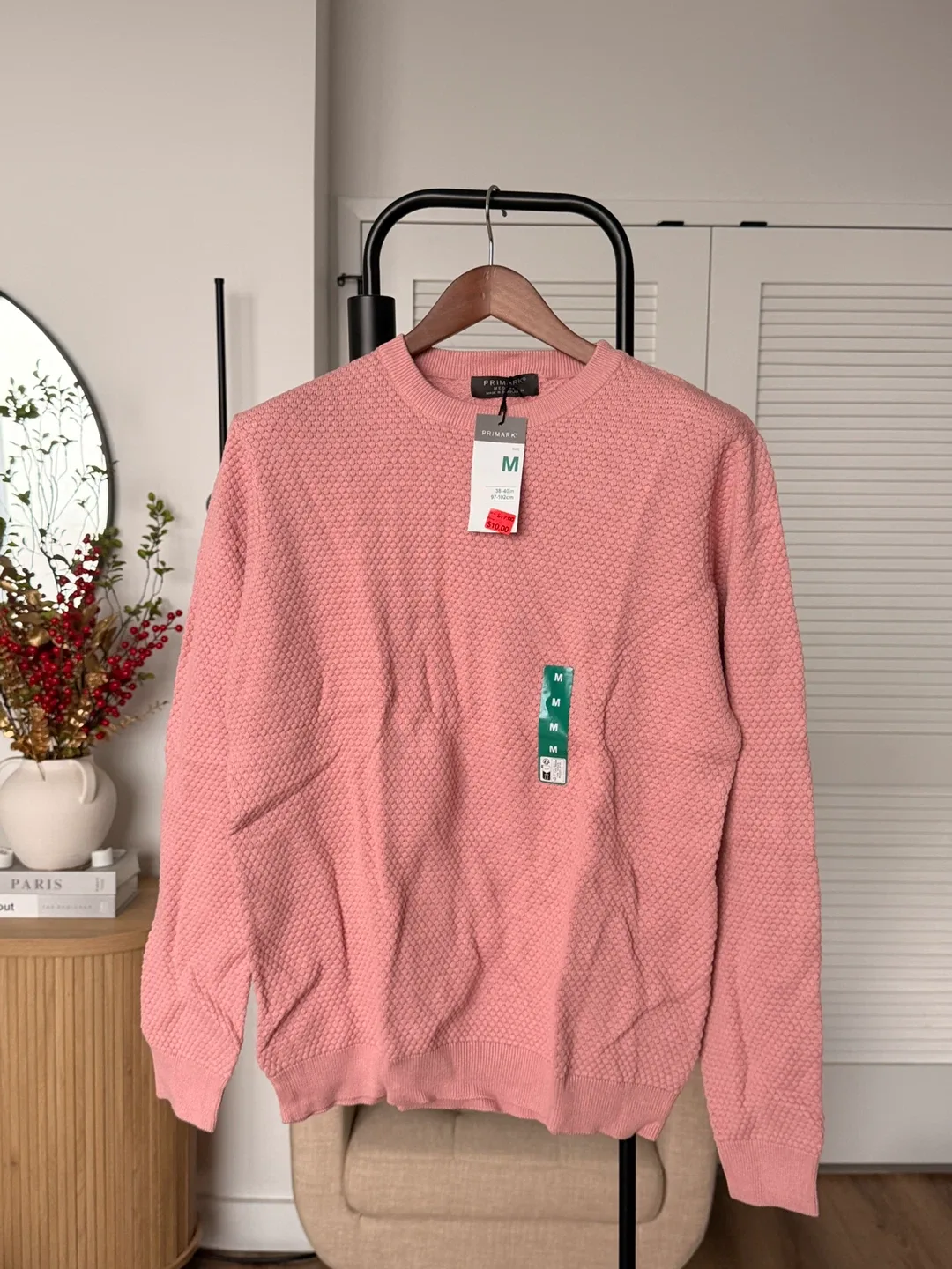 Primark Pink Textured Crewneck Sweater Size M